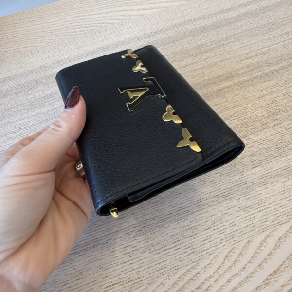 Louis Vuitton Taurillon Embellished Capucines Compact Wallet Black
