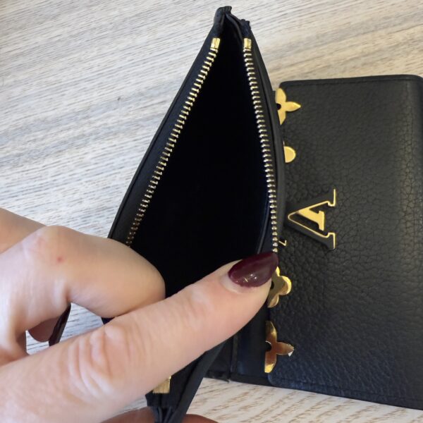Louis Vuitton Taurillon Embellished Capucines Compact Wallet Black