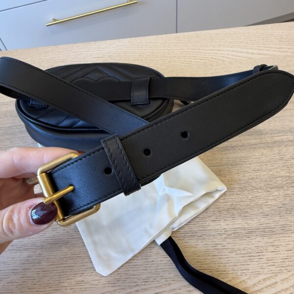 Gucci Calfskin Matelasse GG Marmont Belt Bag 95 38 Black