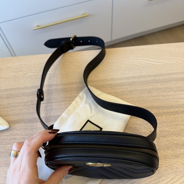 Gucci Calfskin Matelasse GG Marmont Belt Bag 95 38 Black