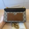 Gucci GG Supreme Monogram Calfskin Small Padlock Shoulder Bag Beige Black Cuir