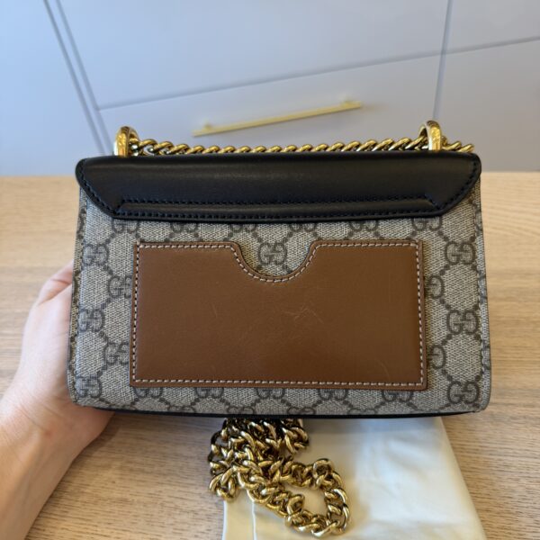 Gucci GG Supreme Monogram Calfskin Small Padlock Shoulder Bag Beige Black Cuir
