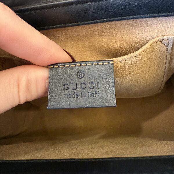 Gucci GG Supreme Monogram Calfskin Small Padlock Shoulder Bag Beige Black Cuir