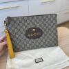 Gucci GG Supreme Monogram Neo Vintage Zip Wristlet Pouch Beige New Acero Crop