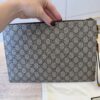 Gucci GG Supreme Monogram Neo Vintage Zip Wristlet Pouch Beige New Acero Crop