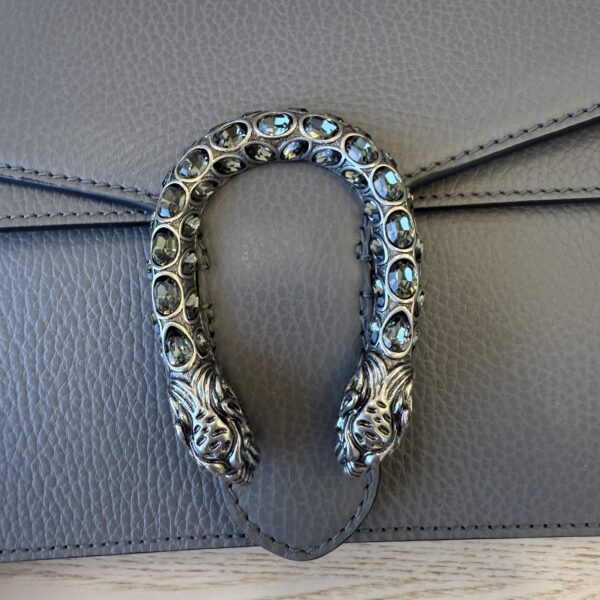Gucci Pebbled Calfskin Small Dionysus Shoulder Bag Dusty Grey