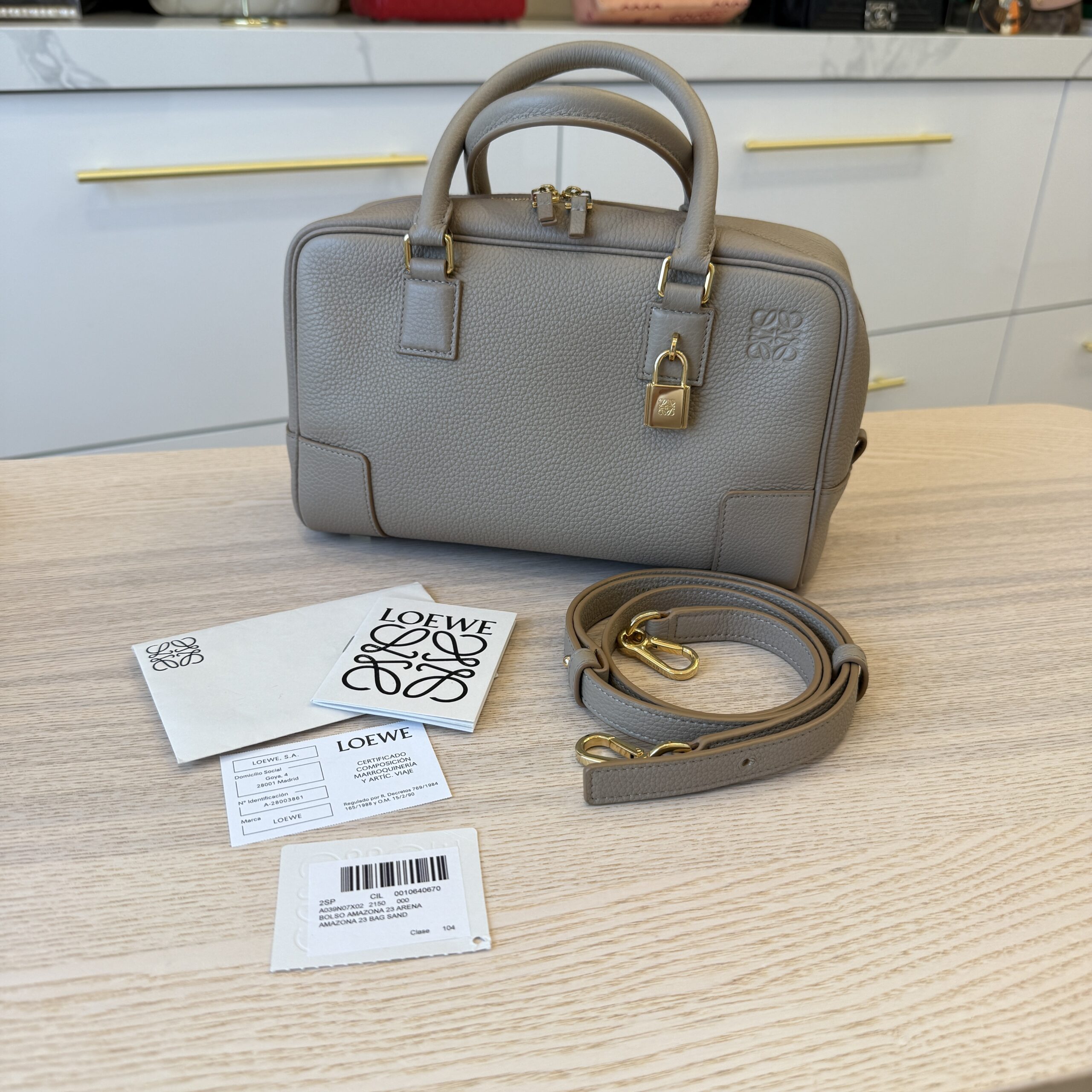 Loewe Amazona 23 Bag in Soft Grained Calfskin Sand