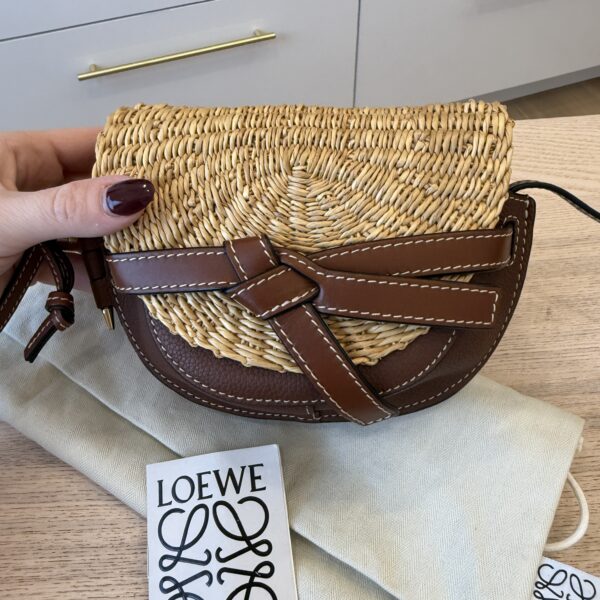 Loewe Raffia and Calfskin Mini Gate Bag