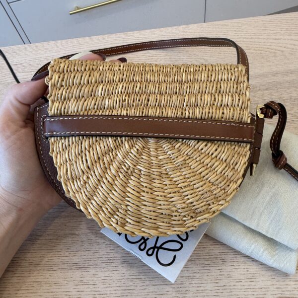 Loewe Raffia and Calfskin Mini Gate Bag