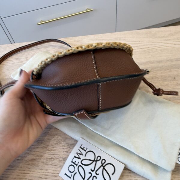 Loewe Raffia and Calfskin Mini Gate Bag