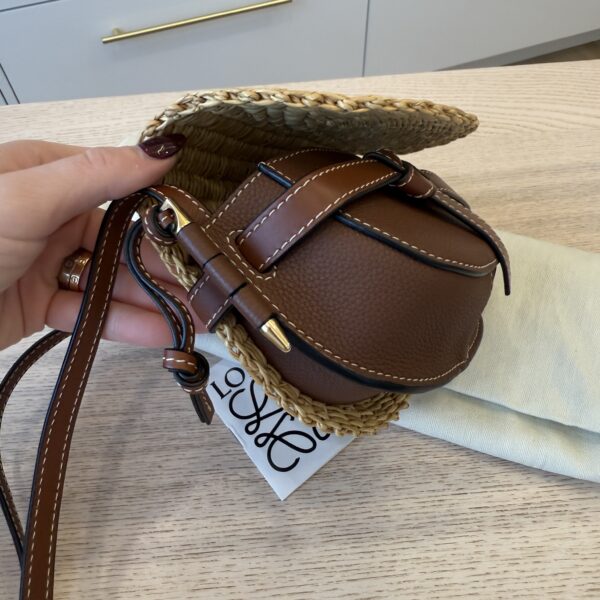 Loewe Raffia and Calfskin Mini Gate Bag