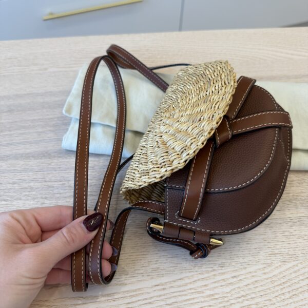 Loewe Raffia and Calfskin Mini Gate Bag