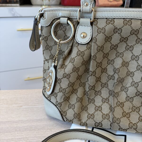 Gucci Sukey Top Handle Satchel GG Canvas with Leather Large