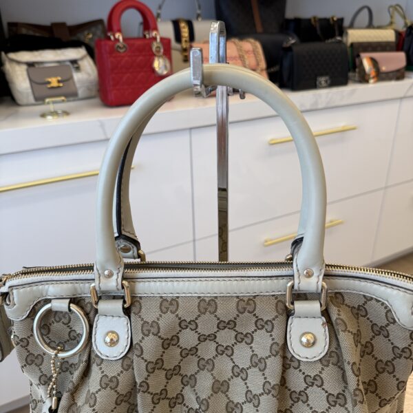 Gucci Sukey Top Handle Satchel GG Canvas with Leather Large