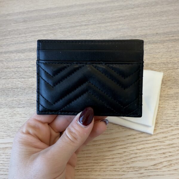 Gucci Calfskin Matelasse GG Marmont Card Holder Black