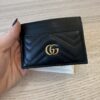 Gucci Calfskin Matelasse GG Marmont Card Holder Black