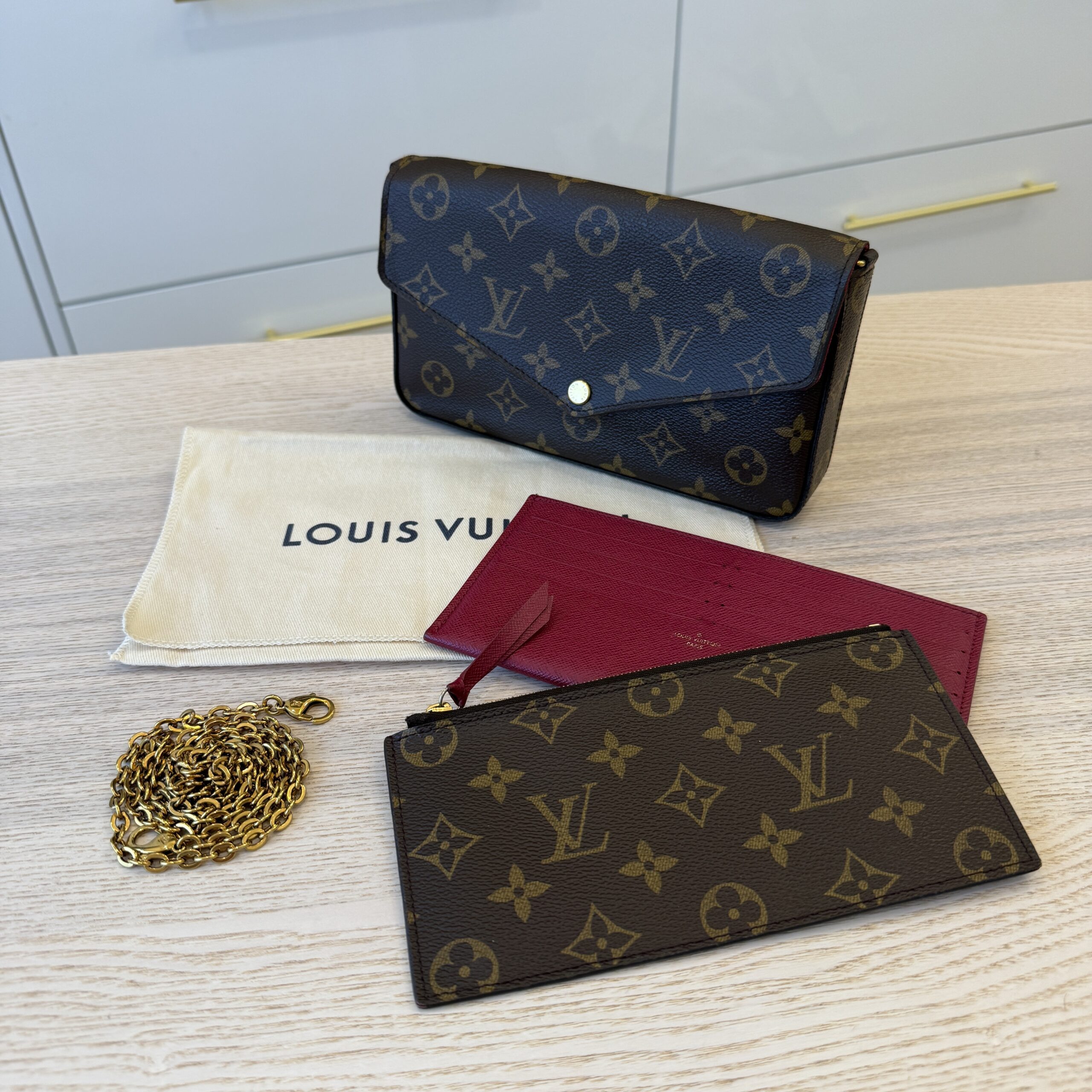 Louis Vuitton Monogram Pochette Felicie Chain Wallet