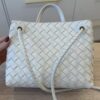 Bottega Veneta Nappa Intrecciato Small Andiamo Shoulder Bag White