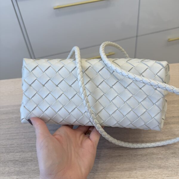 Bottega Veneta Nappa Intrecciato Small Andiamo Shoulder Bag White
