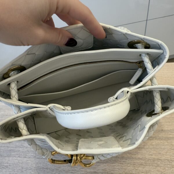 Bottega Veneta Nappa Intrecciato Small Andiamo Shoulder Bag White