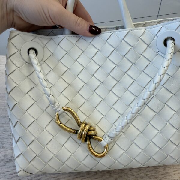 Bottega Veneta Nappa Intrecciato Small Andiamo Shoulder Bag White