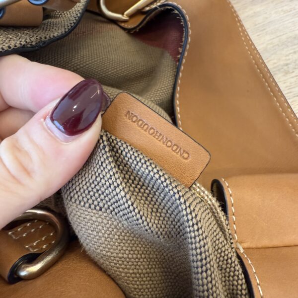 Burberry Canvas Mega Check Medium Ashby Hobo Saddle Brown