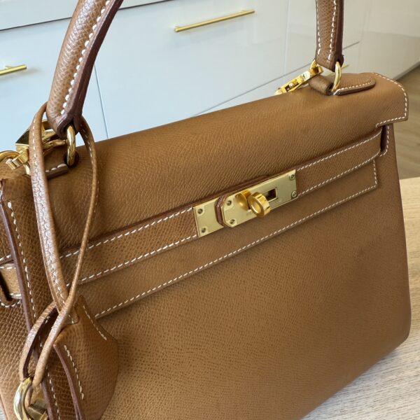 Hermes Kelly Handbag Gold Courchevel with Gold Hardware 28