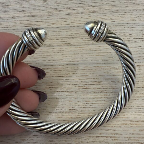 David Yurman Classic Cable Bracelet Sterling Silver with Diamonds, 7mm