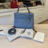Hermes Kelly Handbag Bleu Lin Togo with Pallladium Hardware 28