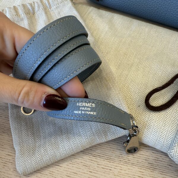 Hermes Kelly Handbag Bleu Lin Togo with Pallladium Hardware 28