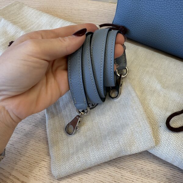 Hermes Kelly Handbag Bleu Lin Togo with Pallladium Hardware 28