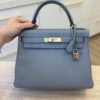 Hermes Kelly Handbag Bleu Lin Togo with Pallladium Hardware 28