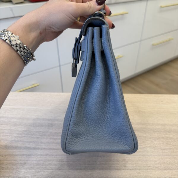 Hermes Kelly Handbag Bleu Lin Togo with Pallladium Hardware 28