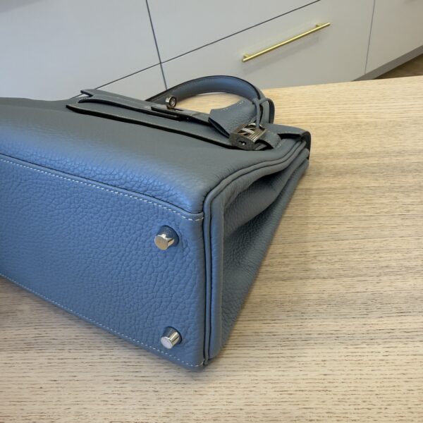 Hermes Kelly Handbag Bleu Lin Togo with Pallladium Hardware 28