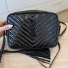 Saint Laurent (YSL) Patent Calfskin Matelasse Monogram Lou Camera Bag Black