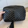 Saint Laurent (YSL) Patent Calfskin Matelasse Monogram Lou Camera Bag Black