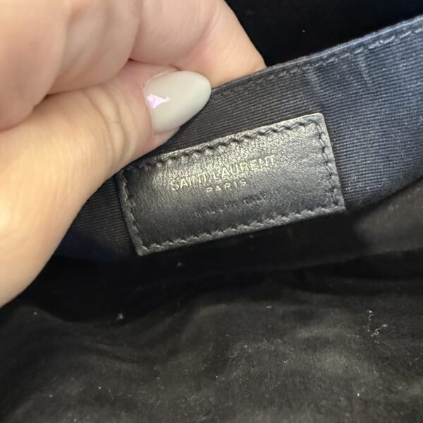 Saint Laurent (YSL) Patent Calfskin Matelasse Monogram Lou Camera Bag Black