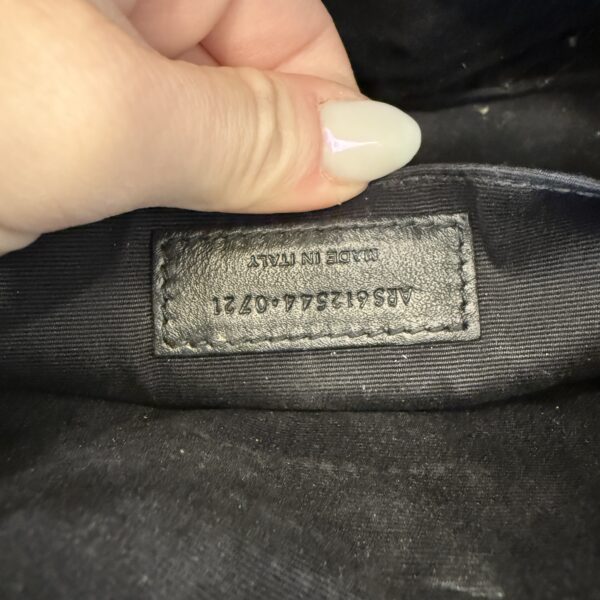 Saint Laurent (YSL) Patent Calfskin Matelasse Monogram Lou Camera Bag Black