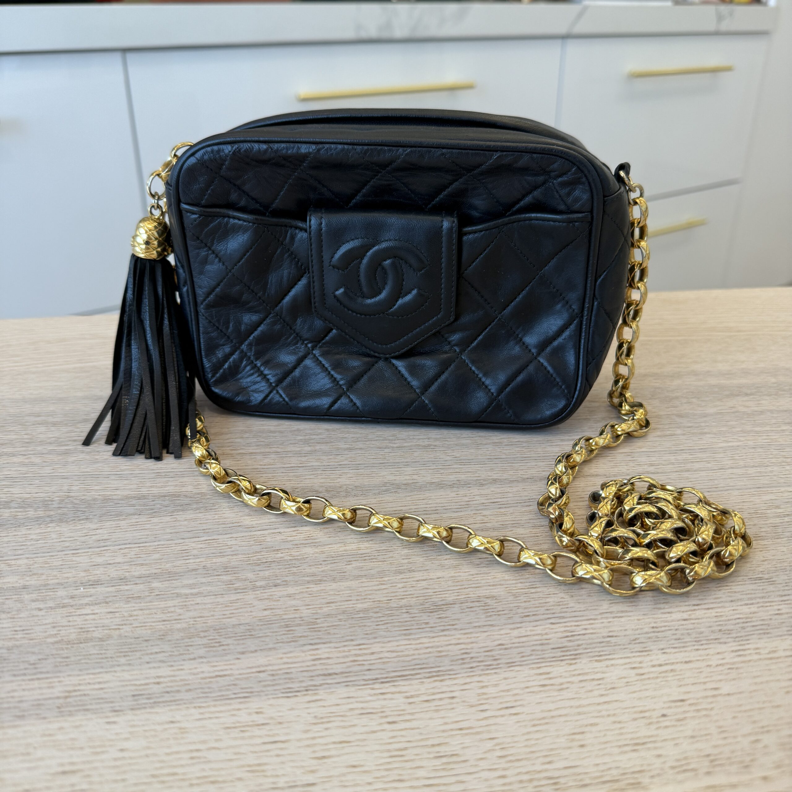 Chanel Vintage Front Pocket Camera Bag Quilted Lambskin Small