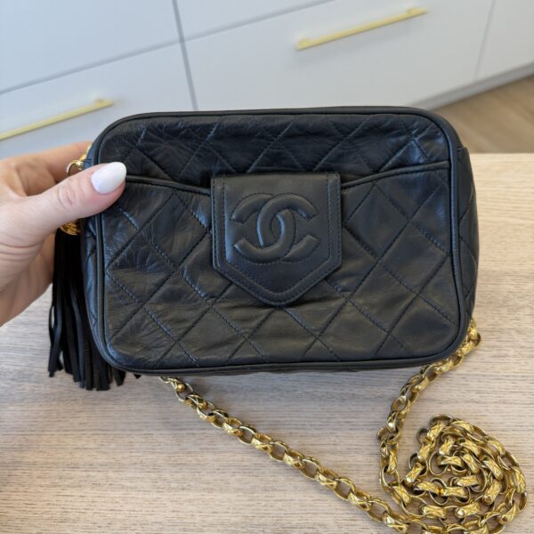 Chanel Vintage Front Pocket Camera Bag Quilted Lambskin Small