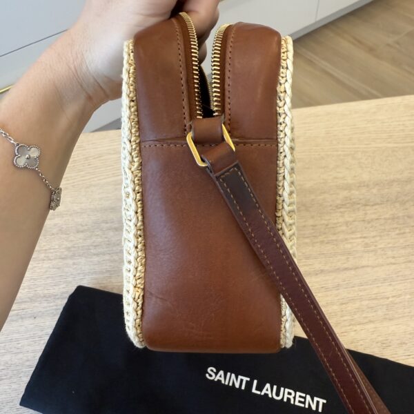 Saint Laurent (YSL) Lou Camera Bag Woven Raffia Small
