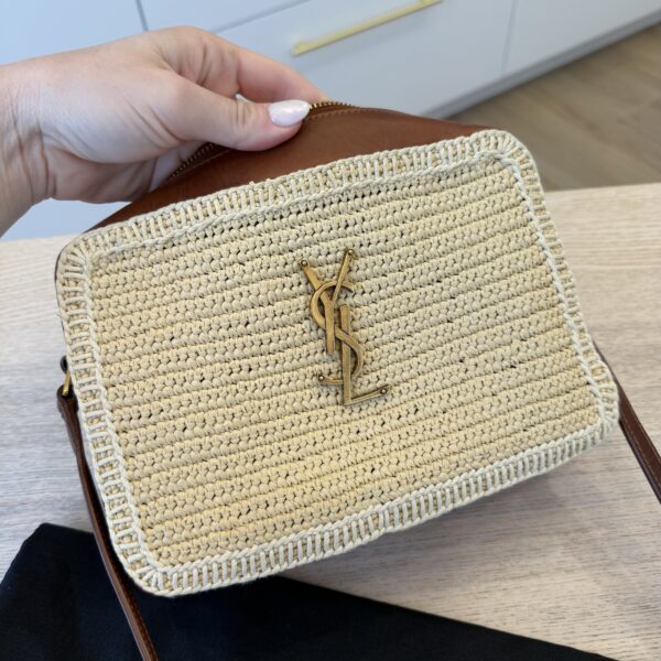 Saint Laurent (YSL) Lou Camera Bag Woven Raffia Small