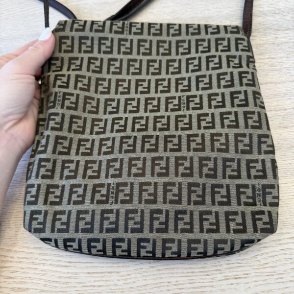 Fendi Zucchino Vitello Tube Messenger Bag Testa di Moro Beige