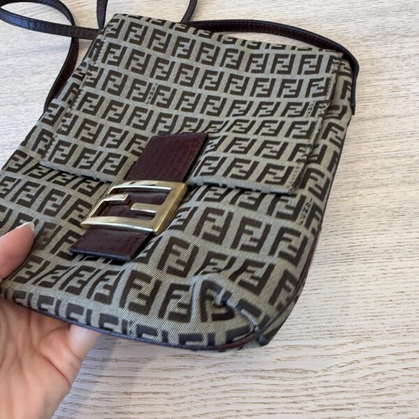 Fendi Zucchino Vitello Tube Messenger Bag Testa di Moro Beige