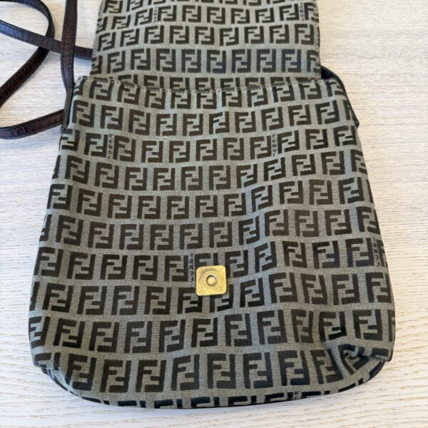 Fendi Zucchino Vitello Tube Messenger Bag Testa di Moro Beige