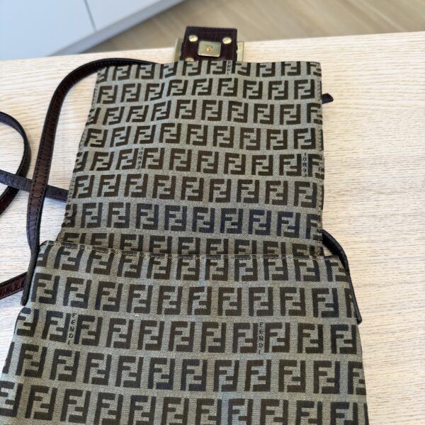Fendi Zucchino Vitello Tube Messenger Bag Testa di Moro Beige