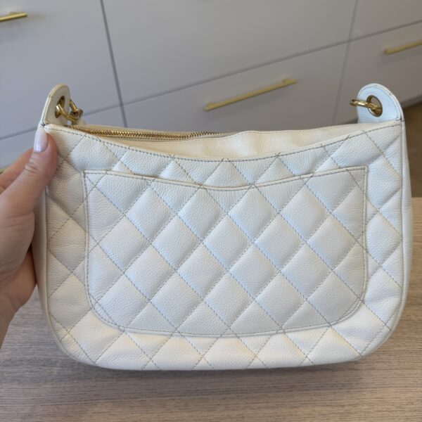Chanel Vintage Timeless Caviar Shoulder Bag White GHW