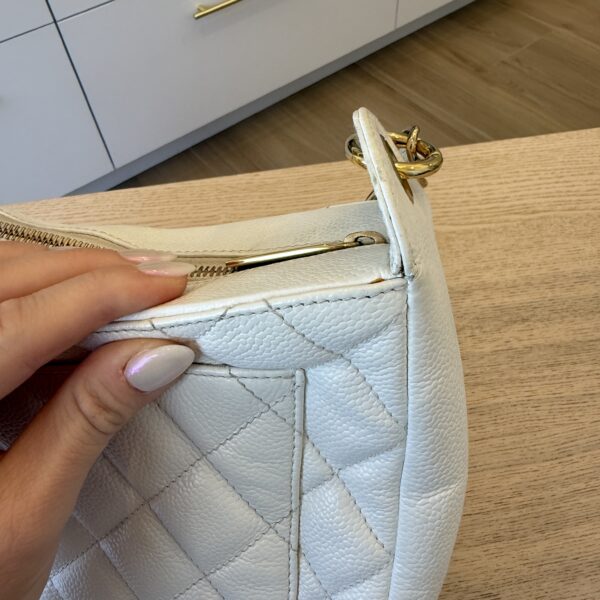 Chanel Vintage Timeless Caviar Shoulder Bag White GHW