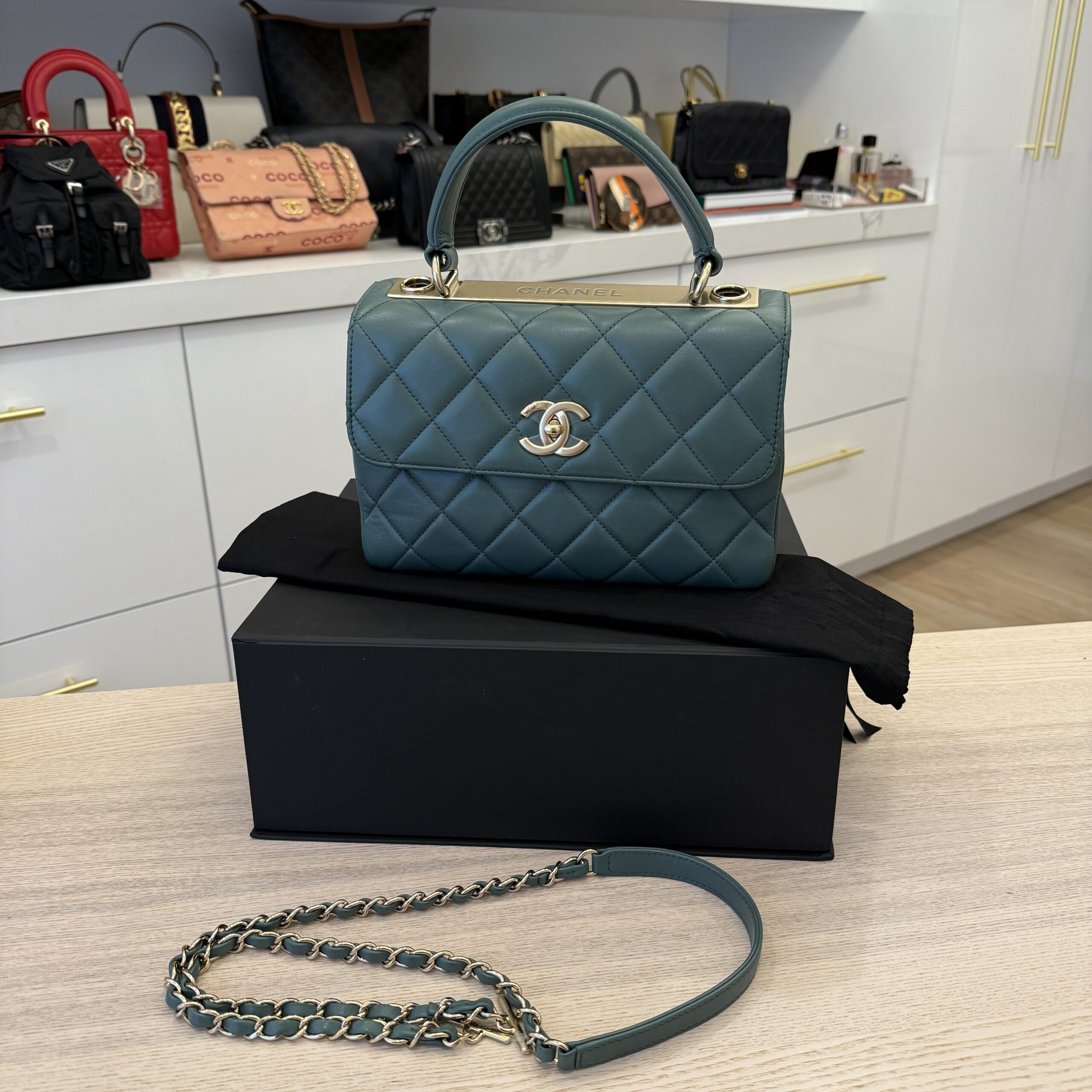 Chanel Lambskin Quilted Small Trendy CC Dual Handle Flap Bag Gold Hardware