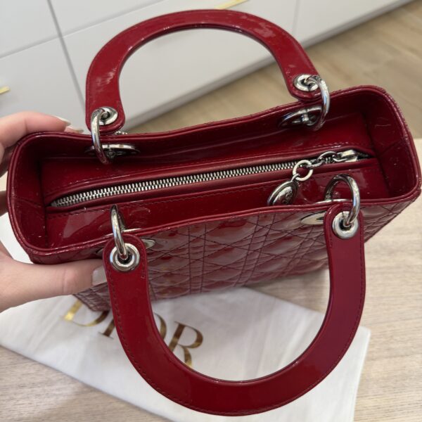 Christian Dior Patent Cannage Medium Lady Dior Silver Hardware